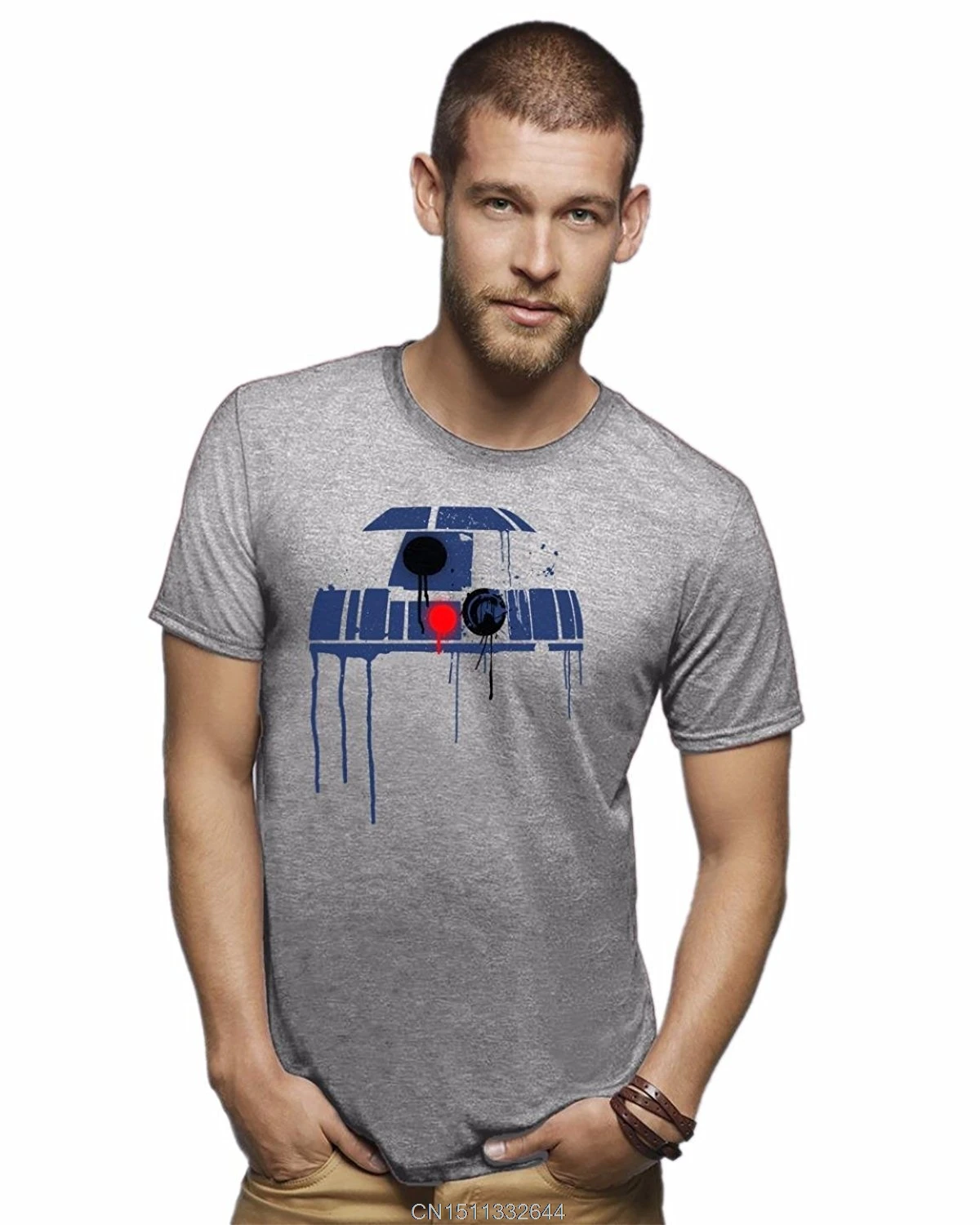 Men's R2d2 Funny Movie Shirt Graphic Distressed Tshirt Funny Sci Fi