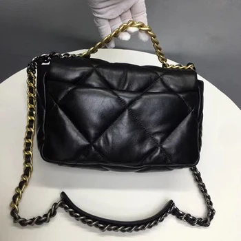 

European and American high-end foreign trade women's bag leather lambskin big Lingge women's bag handbag single shoulder slant