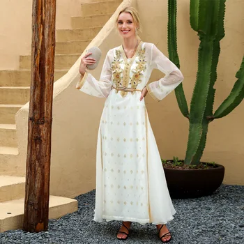 

Eid Mubarak High-end Handwork Diamonds Kaftan Moroccan Abaya Dubai Turkey Arabic Muslim Dress Women Sukienki Vestidos Dresses