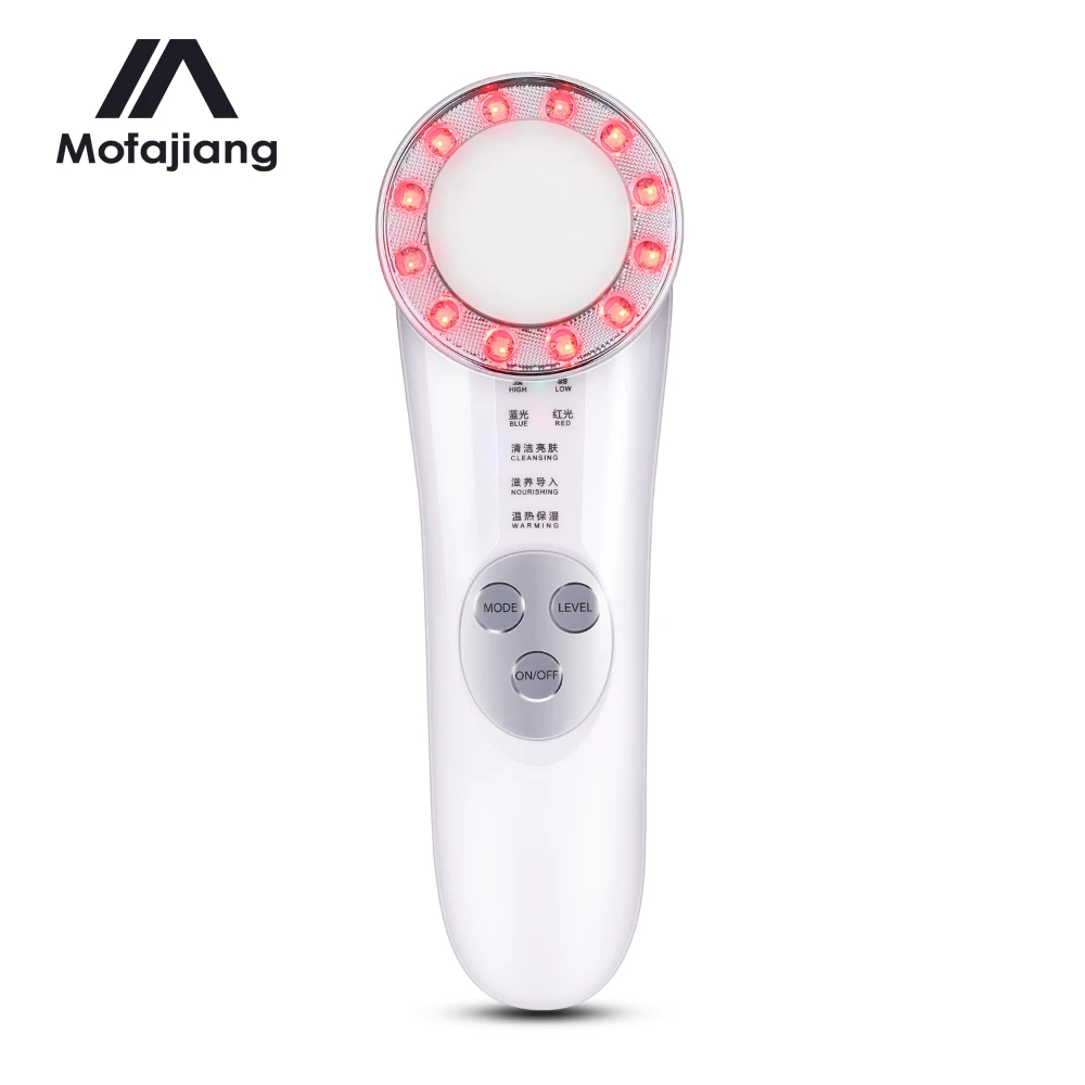 

Vibration Red Blue LED Light Therapy Facial Machine Warming High Frequency Anti Aging Nourishing Skin care Treatment Device
