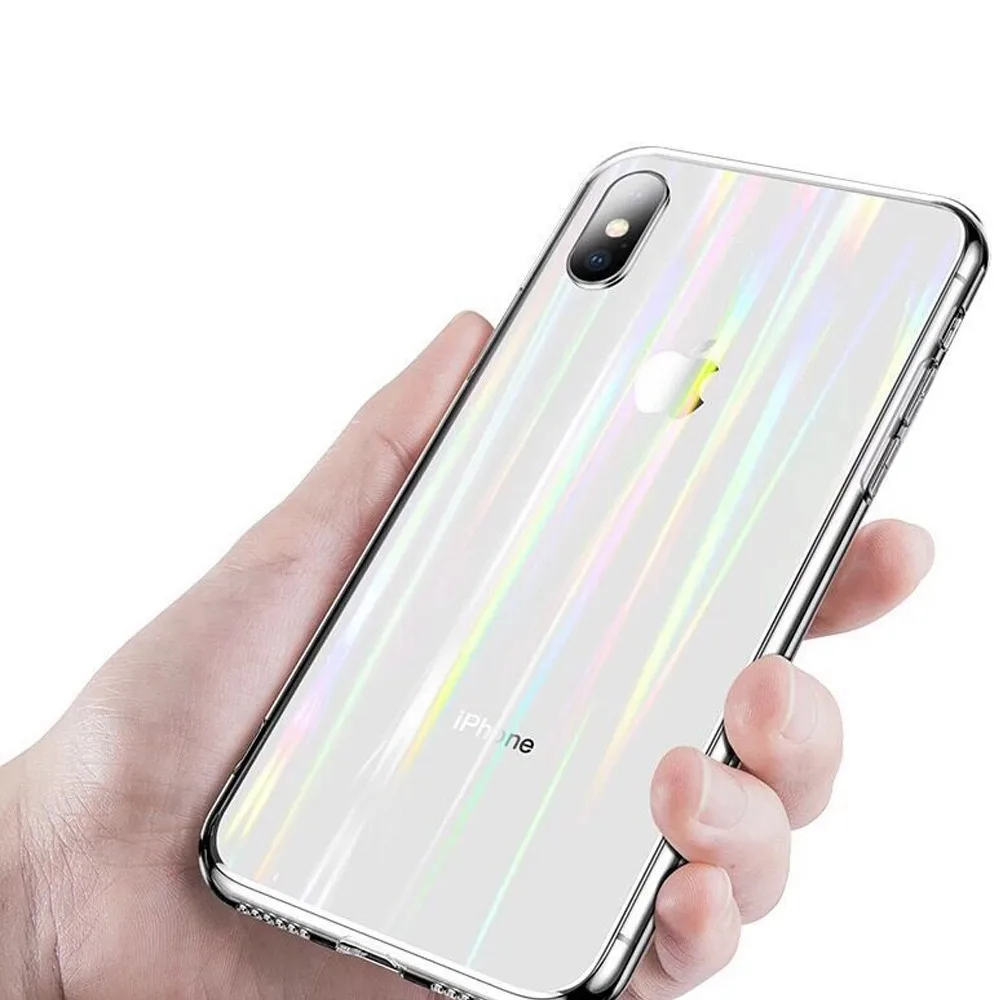 Cong плата прозрачный Аврора закаленное стекло чехол для iPhone X XR XS MAX 6 фотоаппаратов моментальной печати 7S 8S Plus для huawei P30 P30 Pro для samsung S10