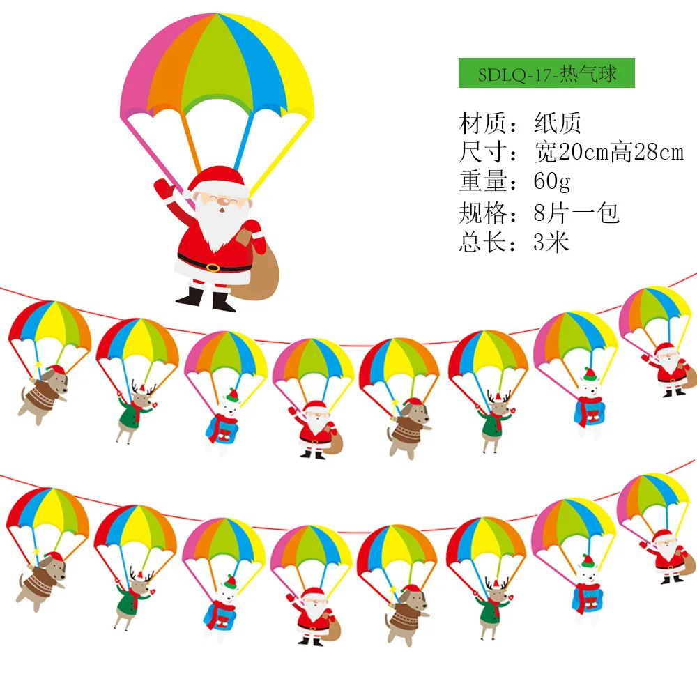 New Style Christmas Showcase Hotel Scene Decoration Flags Christmas Paper Hanging Flag
