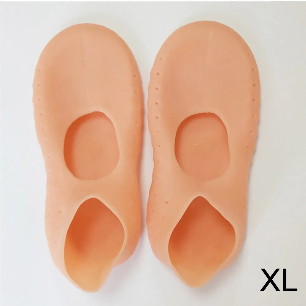 Носки с гелевой подошвой, силиконовые увлажняющие удаление ороговевшей кожи, инструмент для ухода за ногами, бытовые средства для снятия боли, защита от трещин, защита для ног с отверстием - Цвет: Orange XL