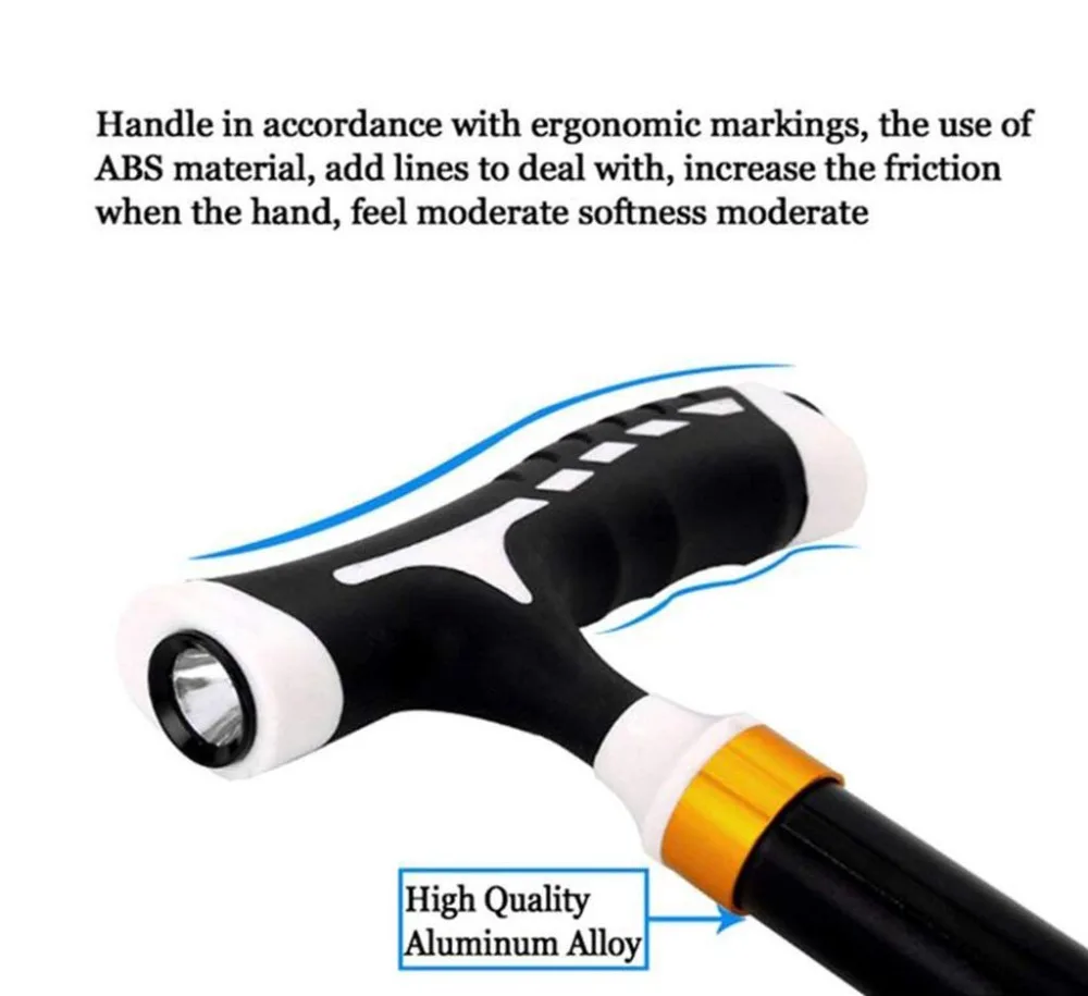 Складная трость со светодиодный подсветкой для ходьбы походов пожилых людей с 4