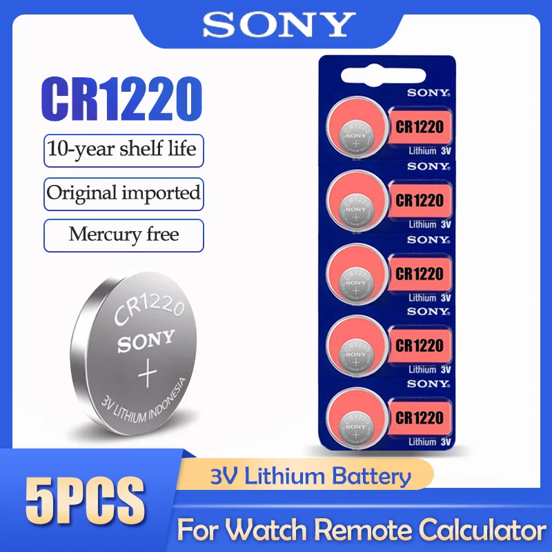 Sony-batería de litio para reloj, 5 unidades/lote, CR1220 CR 1220 ECR1220 GPCR1220 BR1220 LM1220 DL1220 3V