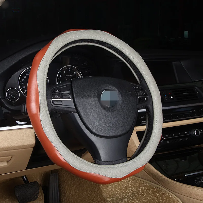 35-40 см Натуральная кожа крышка колеса экологически чистый Автомобильный руль спортивный протектор для автомобиля руль 38 см