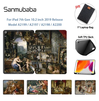 

Sanmubaba Tablet Case For iPad 7th Generation 10.2 inch With Pencil Holder Soft TPU Back PU Leather Flip Stand Smart Cover Funda