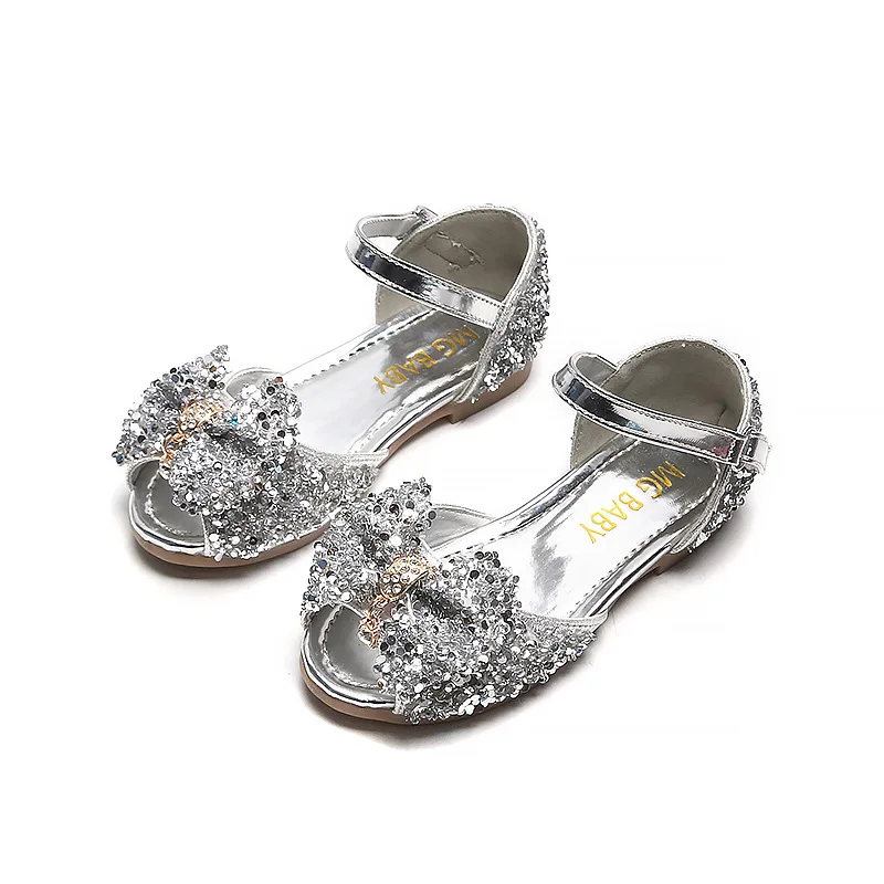 Pink Sky blue Silver Summer Girls Shoes Children Sequin crystal princess Shoes Kids Sandals Grils Sandal 3 4 5 6 7 8 9 10 11-12T