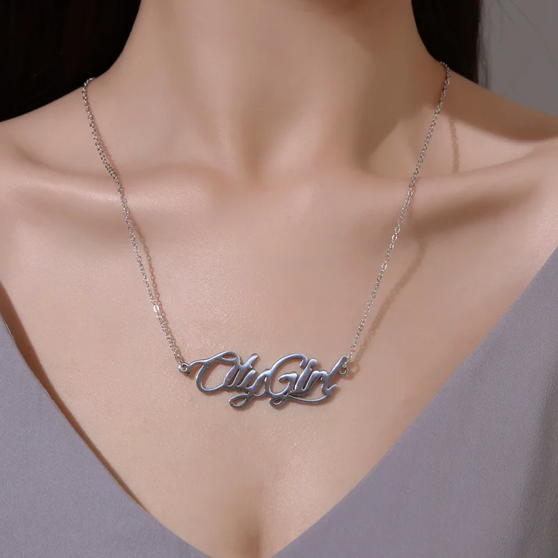 

Trendy Name Necklace Women Letter Nameplate Pendant Fashion Necklaces 2019 Jewelry Girls Birthday Gift Clothes Accessories