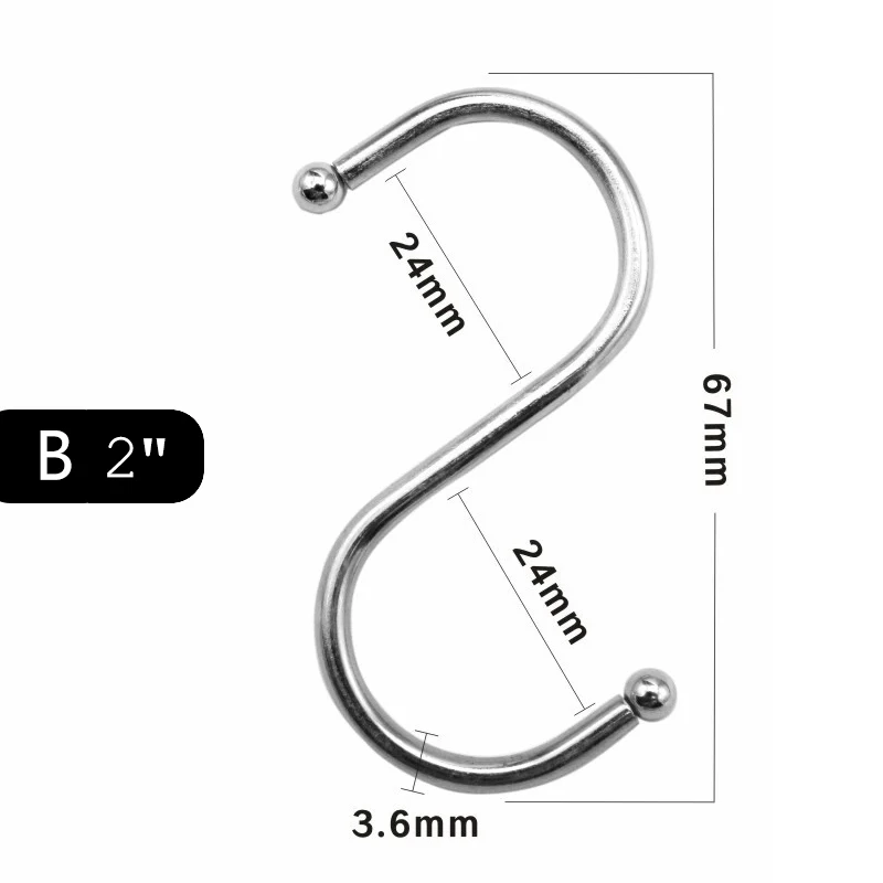 XZJJA 2-8 шт Металлические форменные крючки для кухни, аксессуары для ванной комнаты, подвесные стеллажи для хранения, вешалка для ключей, органайзер для мелочей, крючки для мясника - Цвет: B (6.7cm)