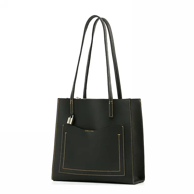 Simple Women Bag Handbag Soft New Fashion Casual Female Shoulder Bag Large Capacity Ladies' Portable Tote Bag Sewing thread