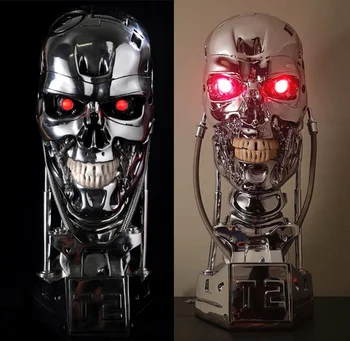 

[Funny] Collection Resin Terminator T800 1:1 Scale Skull Endoskeleton Lift-Size Bust Figure light LED EYE T-800 T2 statue model