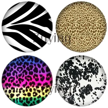 

Zdying 5pcs Round Glass Cabochon Animal Leather Leopard Tiger Snake Pattern Flatback Base Tray Blank DIY Making Jewelry Findings