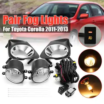 

Pair 12V 55W Car Front Bumper Fog Lights Lamp with Grilles Cover with H11 Bulb Switch Kit Pair for Toyota Corolla 2011 2012 2013