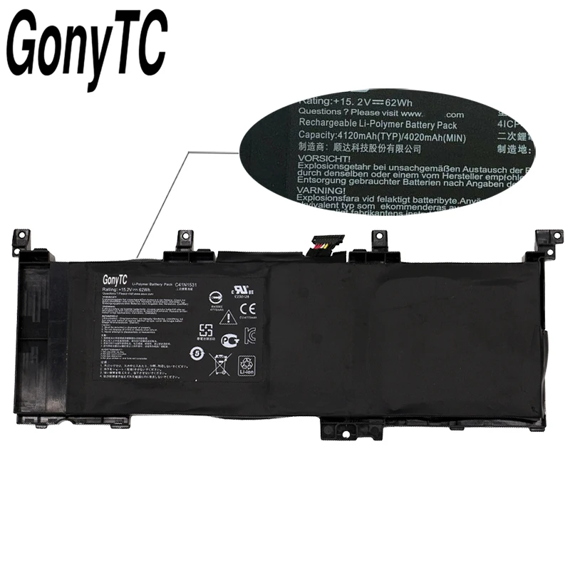 GONYTC C41N1531 подлинный оригинальный аккумулятор для ноутбука Asus ROG Strix GL502VT GL502VS 1A GL502VY