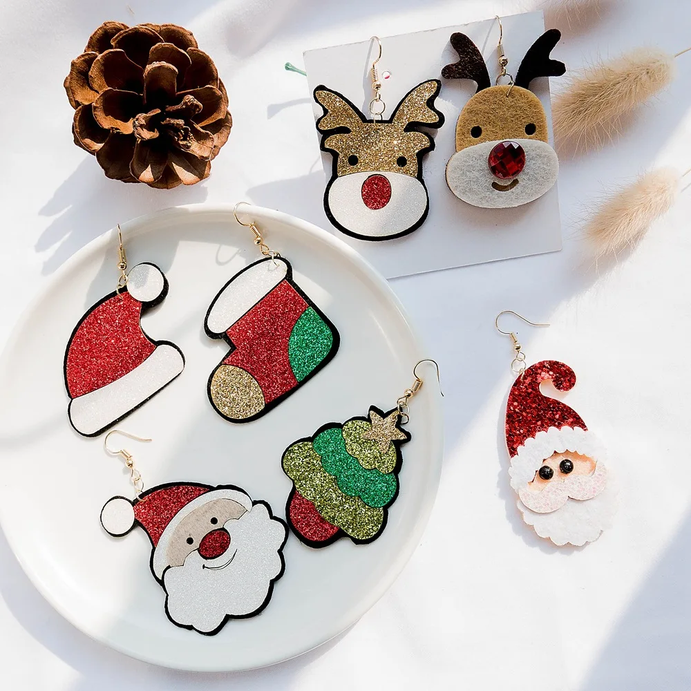 

ESRSES Fashion Christmas Simple Earrings for Women Elk Santa Stud Earrings Funny Christmas Earrings Christmas Bell Earring