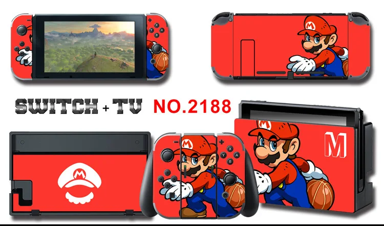 1set New Cute Anime Full Body Sticker for NS Switch Protective Cover Skin Colorful Art for Game Console Joy-Con Controller Decor