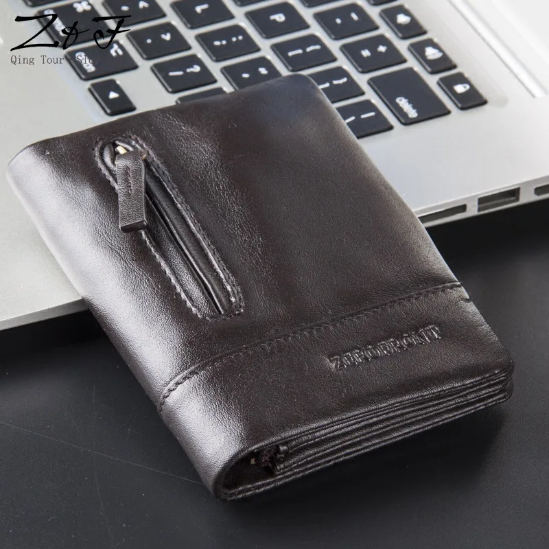 

Men Full-grain Leather Short Wallet you la pi Korean-style Casual Verticle Leather Wallet Youth Soft Leather Wallet Fashion