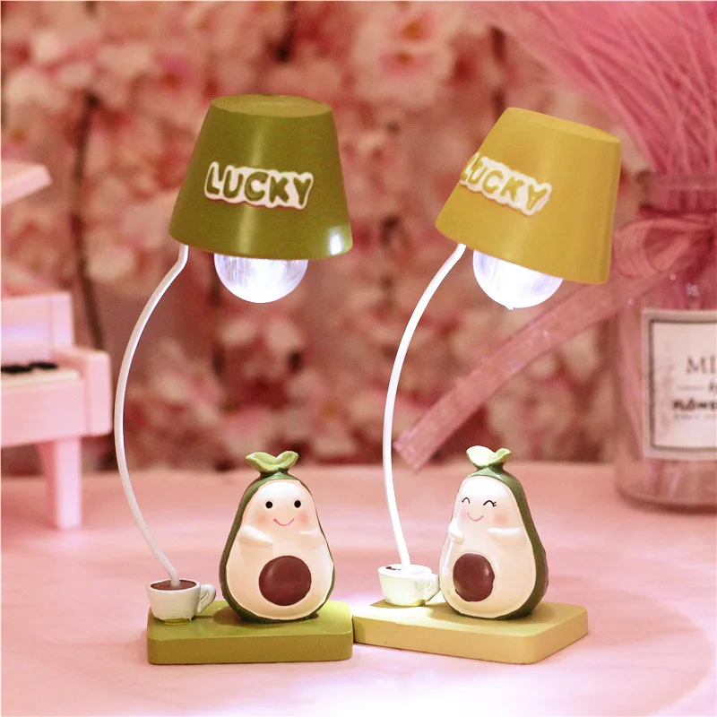 

Cute Hipster Avocado Korean-style Iron Art Small Night Lamp Resin Craft Ornament Bedroom Bedside Decorations