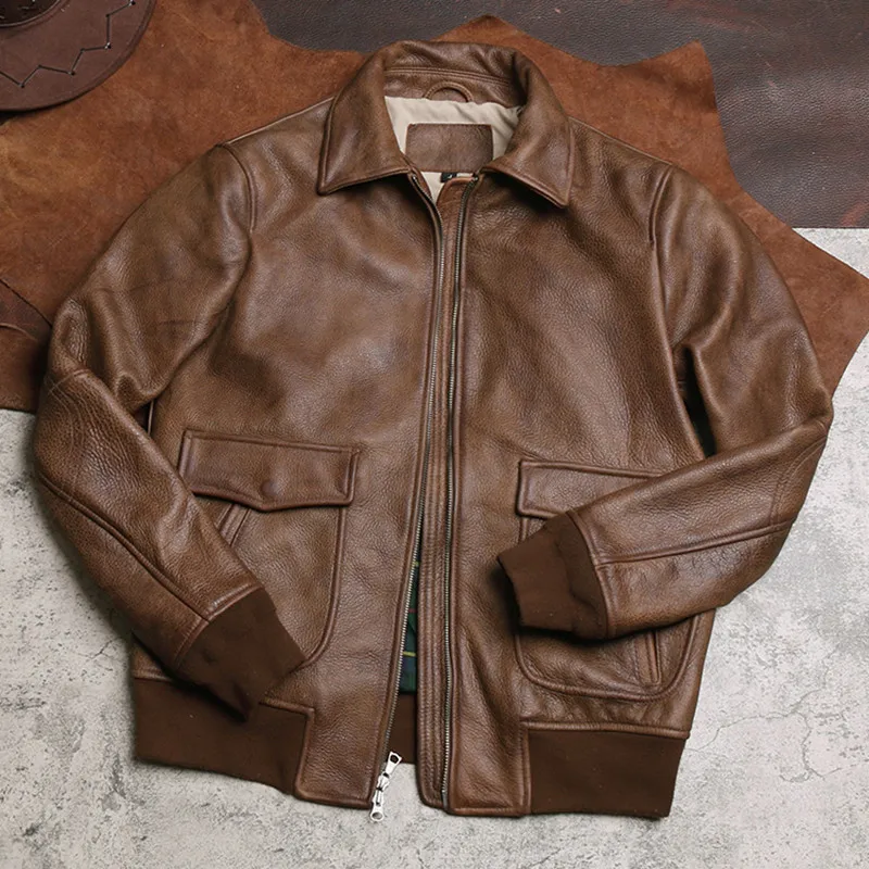 Куртка пилот UASF темно коричневая осенняя куртка большого размера XXXXL из