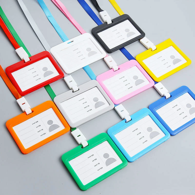Portatarjetas de identificación de trabajo para trabajadores, soporte de doble cara de 7x11,2 cm, resistente al agua, con insignia de nombre para estudiantes, Horizontal y Vertical disponible