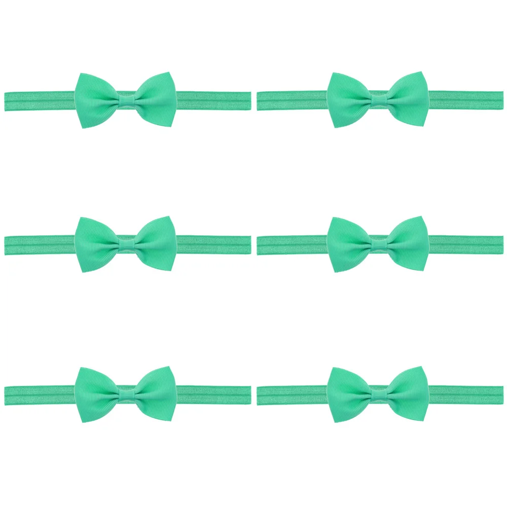 Medium Green-6 PCS 6 шт.; детская Милая повязка на голову с бантом; тюрбан для девочек; Детские эластичные резинки для волос; HATWO1008 - Цвет: Medium Green-6 PCS