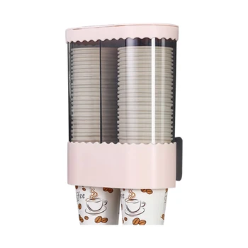 

Pull Type Disposable Cup Dispenser Wall Mounted Transparent Water Cooler Double Tube Home Office Dustproof Kitchen ABS Automatic