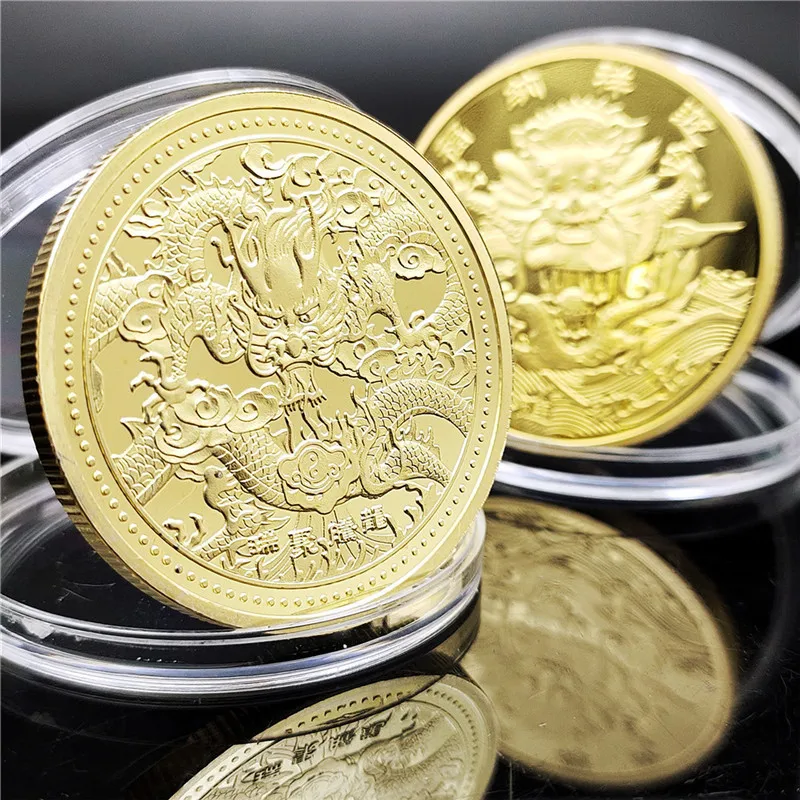 

China Chinese Zodia Dragon Silver Plated Coin God Bless Fu Coins Commemorative Collection Gift