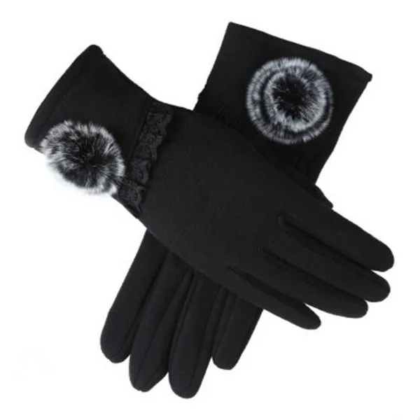 G146 022 black LJCUIYAO Новые перчатки для сенсорного экрана женские вязаные теплые зимние эластичные вязаные рукавицы шерсть полный палец Guantes женские кружева крючком - Цвет: G146 022 black