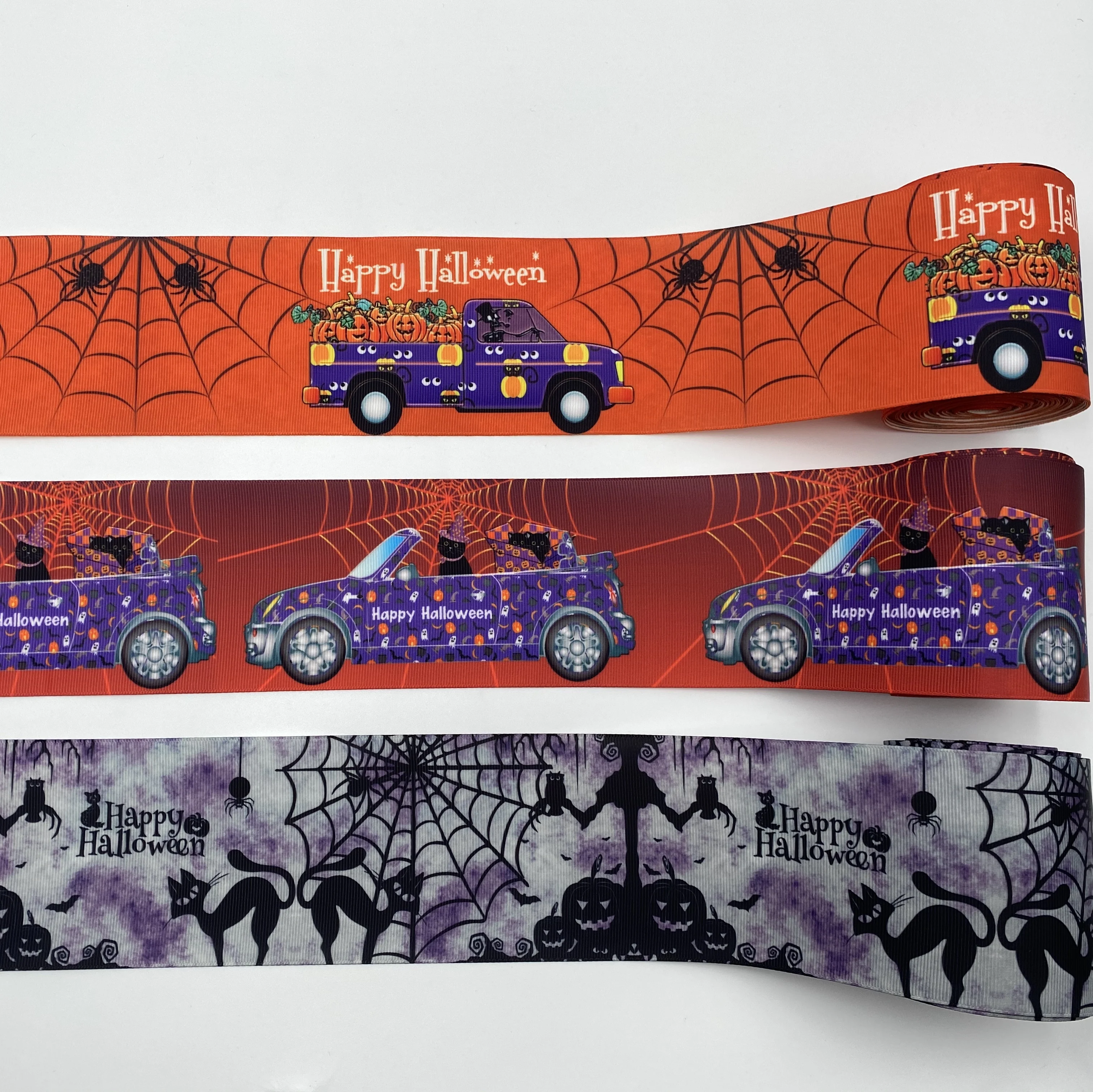 

3'' Halloween Printed Grosgrain Ribbon For Halloween Party Decoration DIY Handmade Craft Gift Packaging Home Decorative Ribbon