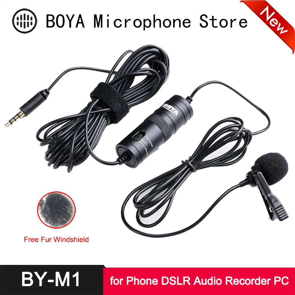 BOYA BY M1 Lavalier Microphone for Smartphones Canon Nikon DSLR Cameras Camcorders Audio Recorder PC 