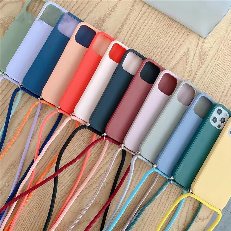waterproof phone bag Strap Cord Chain Necklace Lanyard Case For Xiaomi Redmi Note 10 Pro Max 10 5G 10S 9S 9 8 8T 7 Redmi 9T 10 9C 9A Matte Soft Cover phone pouch bag
