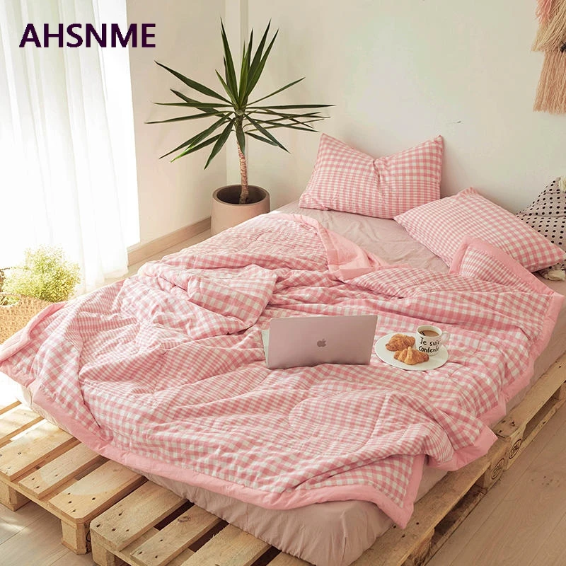

AHSNME Multi Color Style Summer Quilt 100% Cotton Quilt Special Wrinkle Craft Super Soft Summer Fall Simple Sleep pillowcase