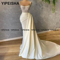 Yipeisha 2021 Mermaid Evening Gown Spaghetti Straps Pearls Prom Dresses Long Vestido de Fiesta Sexy Party Dress Customized