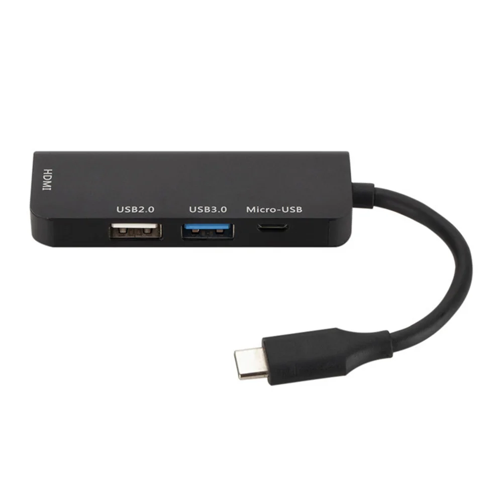 Аксессуары для концентратора HDMI адаптер портативный Tpye-C к микрокомпьютеру черные кабели 4 порта ТВ сплиттер игровой металлический USB 3,0 2,0