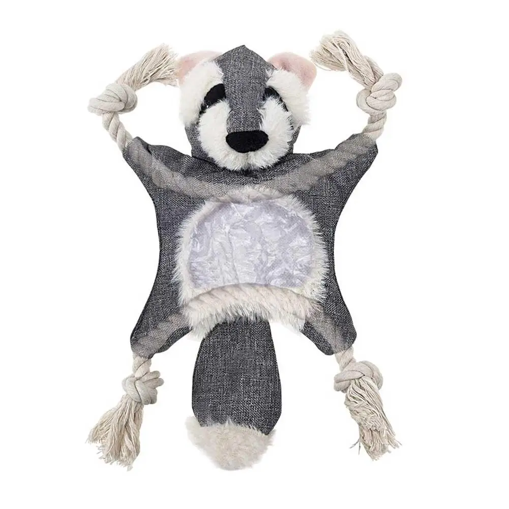 Raccoon Pet Cotton Rope Squeaky Toy Sounding Paper Crinkly Sound Fox Shaped Toy Rope For Dogs Cats For Teddy Pug Puppy Small Medium Dogs - Цвет: Raccoon