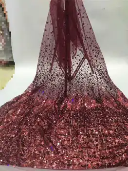 

African Lace Fabric 2020 High Quality Lace Summer party dress sequin sewing fabric French Tulle Lace Fabrics Sequence Lace DPA22