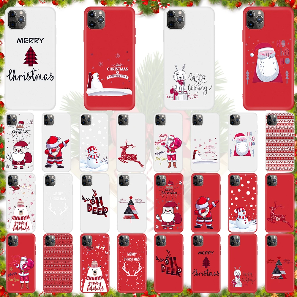 For iPhone 12 11 Pro Max 12 Mini XS Max Soft Case Animal Christmas White Pattern Phone Case For iPhone XR X SE2020 8 7 6s 6 Plus