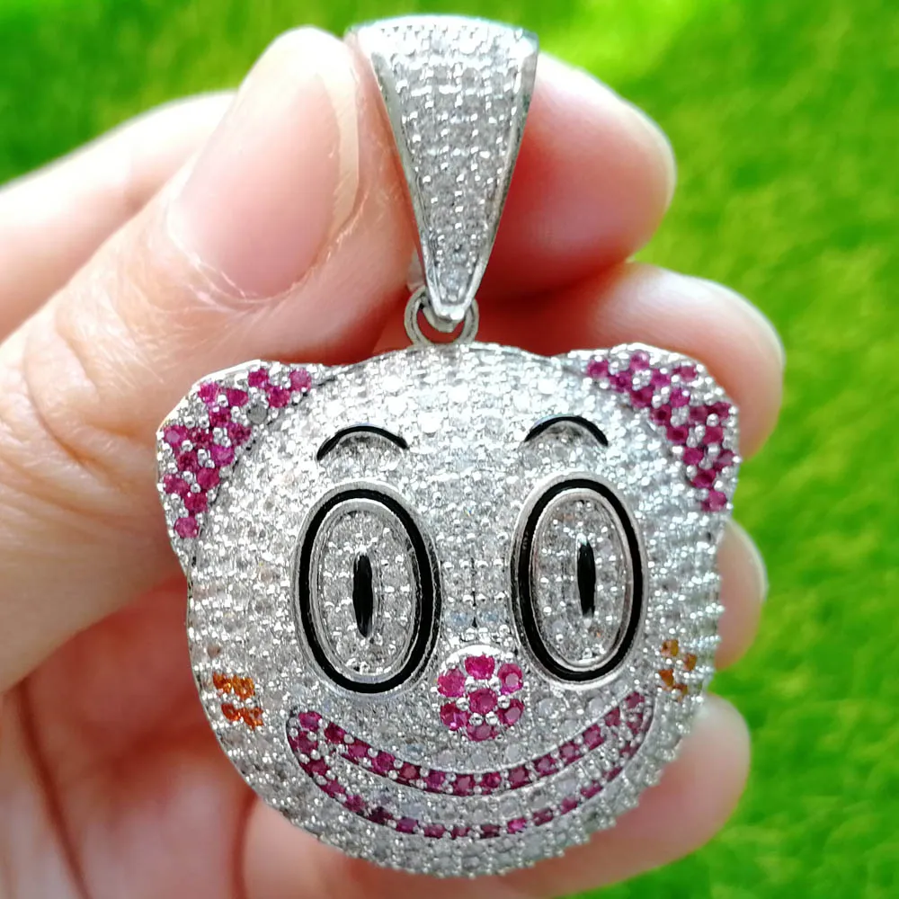 silver color Латунь CZ ювелирные изделия прекрасный мультфильм голова клоуна кулон с портретом детский подарок хип-хоп ожерелье CN156 - Окраска металла: silver color