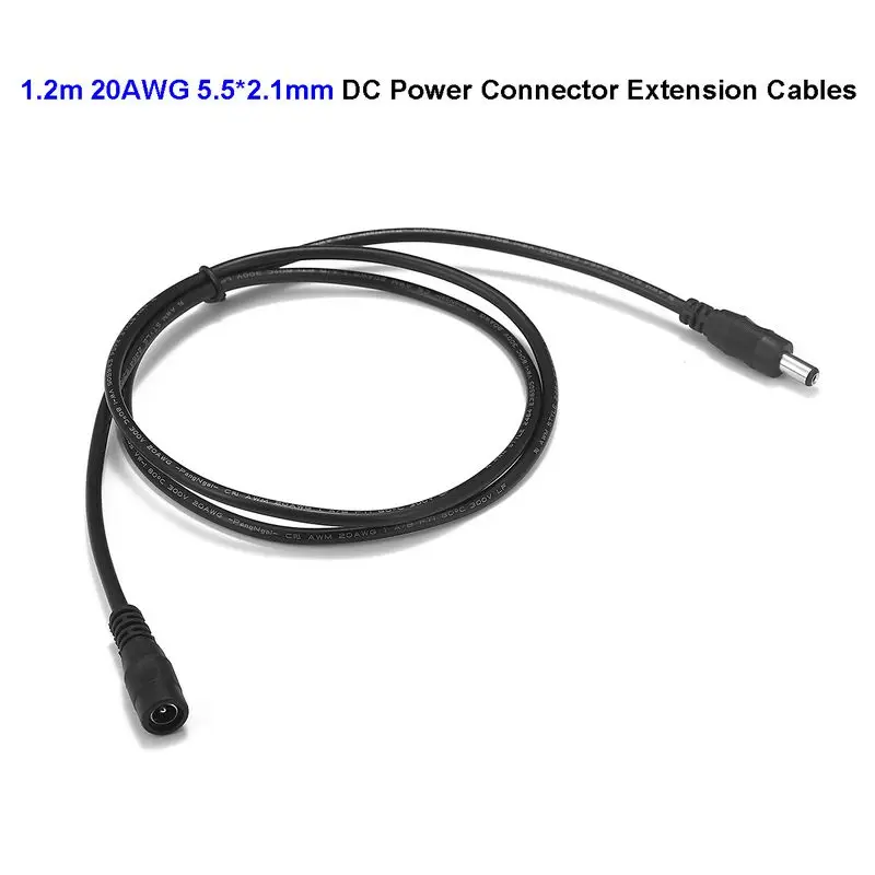 100pcs 5V 12V DC Extension Cable 5.5x2.1mm Plug Jack Connector 1.2m 4ft Electrical Wires For Rounter Solar Panel Power Supply |