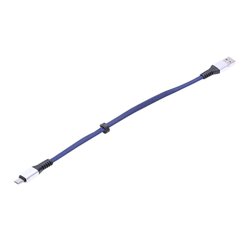 2 шт USB к Micro-USB короткий плоский кабель для зарядки с металлическим разъемом для устройств Android и зарядки банка питания(0,65 футов/0,2 м