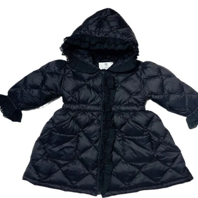 

2023 Girls Winter New Children Clothing Long Clothes Jacket Dress Baby Girl Clothes Coat Snowsuit Outerwear Hooded Kids Tunic