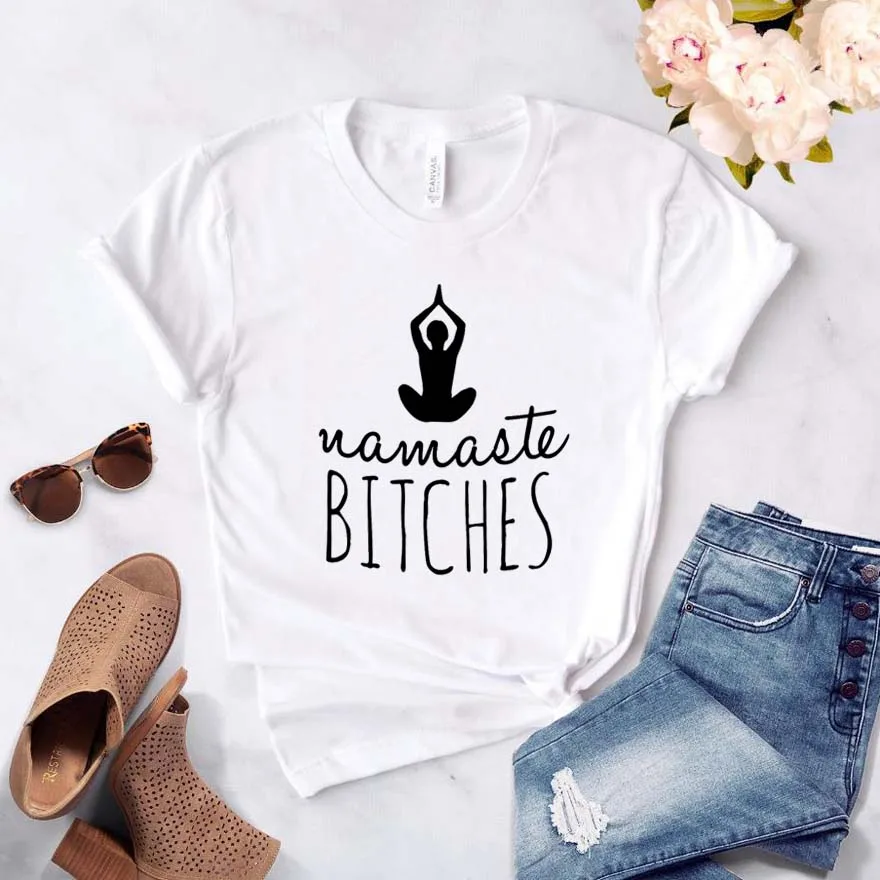 Namaste B* tches, топ с коротким рукавом, футболки, хлопок, размера плюс, женская футболка,, мода Harajuku, круглый вырез, уличная одежда, рубашки