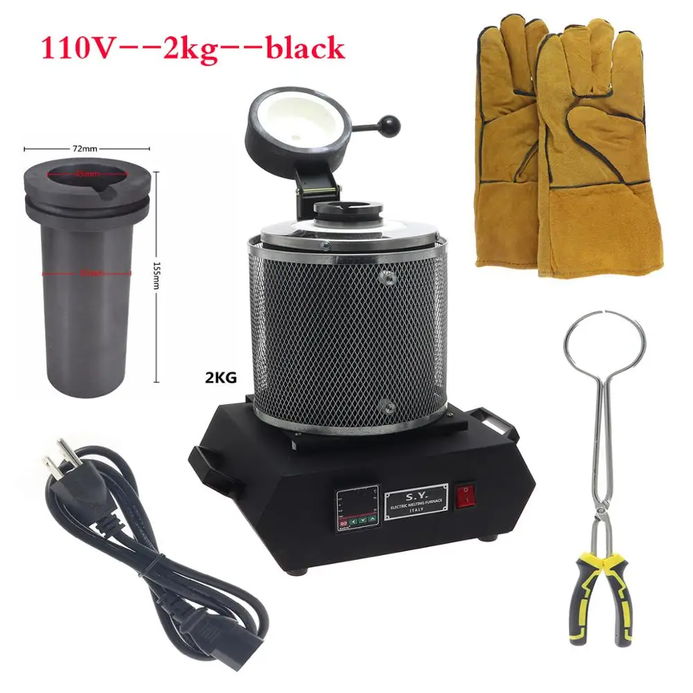 110v-2kg-black 1кг 2кг 3кг кг ювелирных изделий, плавильных печах для плавления Алюминий, Медь, золото, без содержания свинца и серебристого цвета, с плавильным котлом индукционного плавления ovan печи 110 v/220 v плавления furna - Цвет: 110v-2kg-black