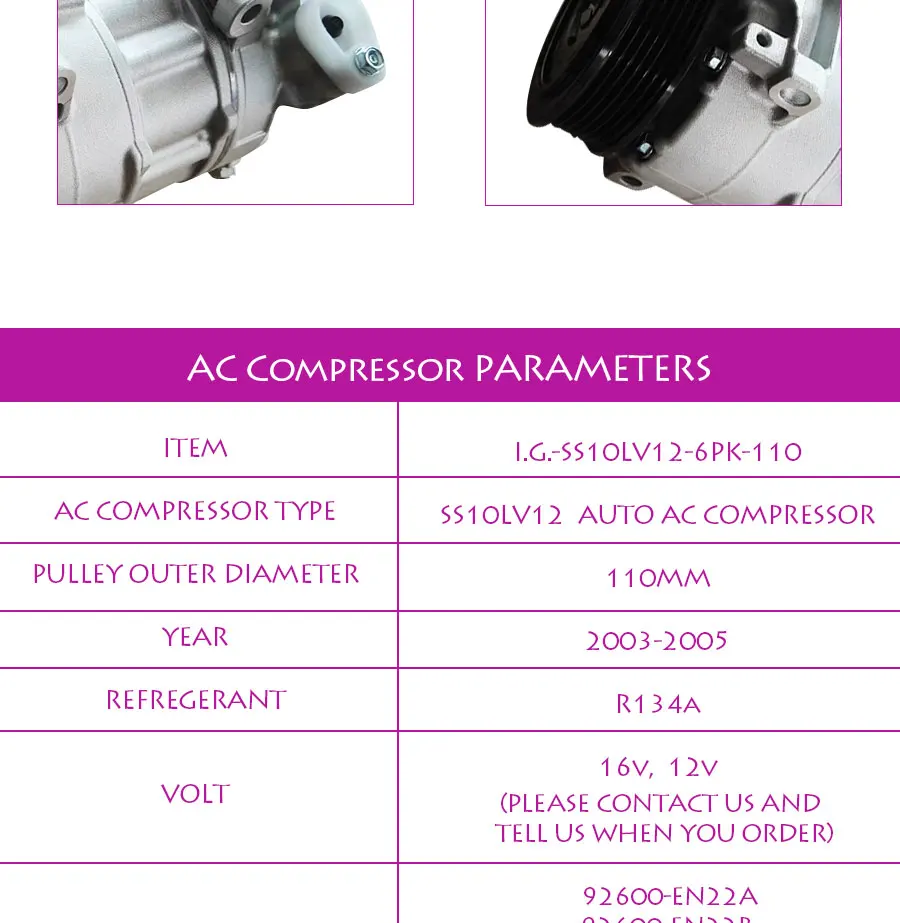 Для компрессора переменного тока Kia Sportage 2.0L Spectra 2.0L hyundai Tucson Compresso 2.0L 04-09 977012D700 97701-2D700 98373 977012E000