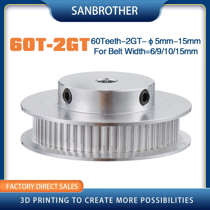 GT2 Timing Pulley 2GT 60 Teeth Bore 5/6/6.35/8/10/12/14/15mm Synchronous Wheels Width 6/9/10/15mm Belt 3D Printer Parts | Компьютеры и