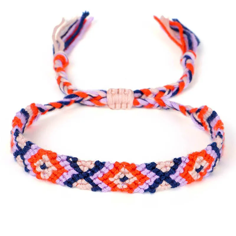 Покрытие антикварной медью Boho сглаза X Крест четыре призматические тканый браслет дружбы для женщин и мужчин богемная Мода Вышивка шнур ручной узел ювелирные изделия подарок - Окраска металла: Покрытие антикварной медью
