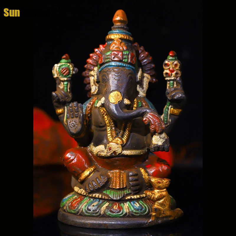 

Непальское мастерство, Слон из чистой меди, ствол, Бог богатства, украшения ручной работы для клубного дома, украшение для гостиной