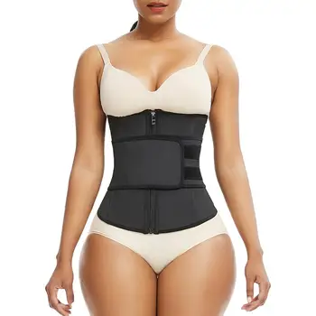 

Women 100% LaTeX Waist Trainer Tummy Control Belt Cincher with Zipper Sticker Black Slimming Shapewear Plus Size