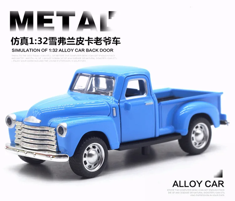 1: 32 сплав Ford Pickup Chevrolet классическая модель автомобиля открывание двери звук и светильник тепловой